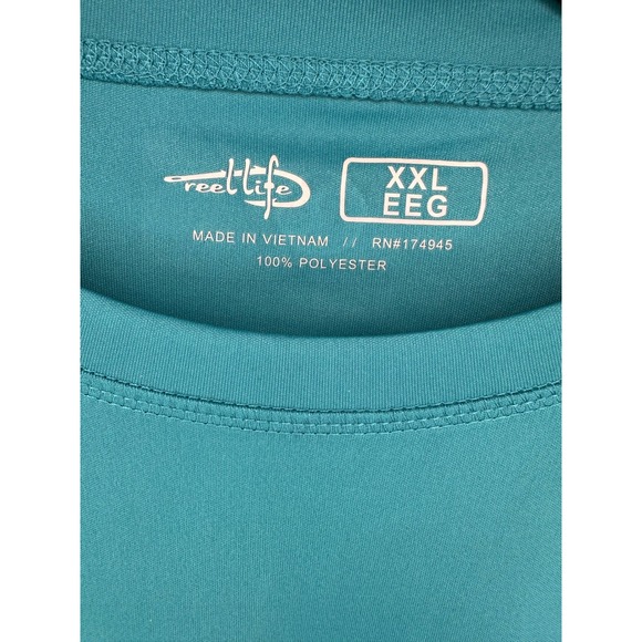 Reel Life Mens XXL Long Sleeve Performance Fishing T Shirt Teal Green - Picture 4 of 4
